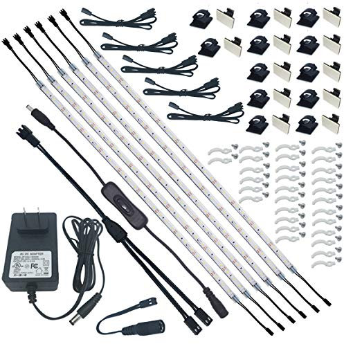 Litever Under Cabinet Lighting Kit, 6 PCS 20 Inches Flexible LED Strips, 24W, 1800 Lumen, Warm White 2700K. Suitable for Kitchen Counters Book Shelf Closet Showcase Workshop-(6-Strip-2700K)