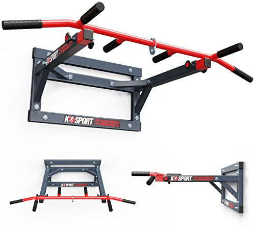 K-Sport: Barra per trazioni X-MAX per montaggio a parete I Stazione multifunzione con barra per trazioni e 3 manici I Torre per trazioni per l'allenamento muscolare I Pull-up mate I E-Book incluso