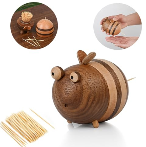 Bee Toothpick Holder Dispenser - Unique Kitchen Gadgets for Home Decor and Gifts, Cute Kitchen Accessories for Bee Lovers, Bee Decor - Perfect Kitchen Gifts Idea--Includes 150 Pcs Toothpicks