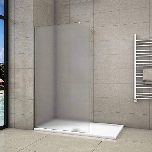 Walk In Parete Per Doccia Vetro Temperato 8mm Anticalcare Satinata-Opaca 110x200 cm Barra Stabilizzatrice da 73-120 cm