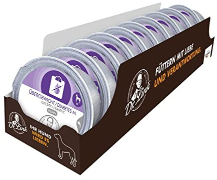 Dr. Link Spezial-Diät Hundefutter für Hunde, bei Übergewicht, Proteinquelle Huhn, Kalorien- und fettreduziert, ohne Zuckerzusatz, L-Carnitin - 10x125g Schale