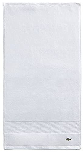 Lacoste Heritage Asciugamano in 100% cotone Supima, bianco, 40,6 x 76,2 cm, altamente assorbente e ad asciugatura rapida, essenziale per il bagno, regalo, lavabile in lavatrice