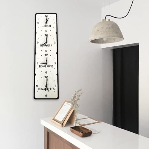 Bespoke Four Square Vertical Time Zone Clocks, 50cm x 15.5cm | Personalised names, Four square vertical clocks, Silver mirror back, White gloss front, 50cm x 15.5cm