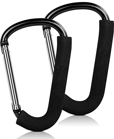 Universal Large Buggy Clips,pram Clips,pram Hooks Metal,Carabiner Stroller Hook,Pushchair Hook Clip,Extra Strong Baby Stroller Hooks Clip for Hanging Purses,Diaper Bag,Shopping Bags(2pcs)