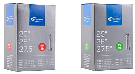 1x Schwalbe Unisex – Erwachsene Fahrradschlauch SV19 40/62-584/635 EK 40 mm Fahrradzubehör, schwarz, 27,5 29 Zoll & Fahrradschlauch AV19 40/62-584/635 EK AGV 40 mm, scwarz, 27,5 29 Zoll