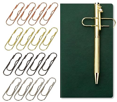Pinsheng 16 st pennklämmor i metall, anteckningsbok, metall, pennklämmor med fodral, bärbar pennhållare, klämmor, multifunktionellt gem, bokmärken för bärbara datorer, brevpapper verktyg (70 mm, 4
