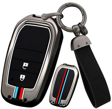 KUNIO Schlüsselhülle Passt für Toyota Yaris Cross Yaris Hybrid Rav4 Aygo GR 2020 2021 2022 2023 Metallgehäuse Keyless Schlüssel Cover Schutz Schlüsselbox Schlüsselanhänger 2 Tasten B Schwarz