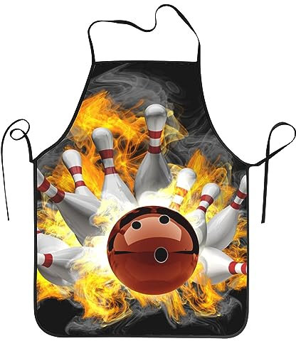 Delantales de bola de bolos y alfileres en el fuego para hombres, mujeres para cocina, hornear, barbacoa, delantal de chef