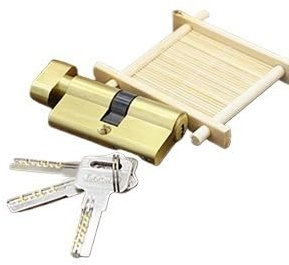 Cilindro Cerradura Seguridad 1 Uds. Cerradura sesgada de cilindro de puerta dorada, llave de cilindro de 60(30-30)mm, cerradura de puerta de latón de entrada antirrobo, llaves extendidas de núcleo ala