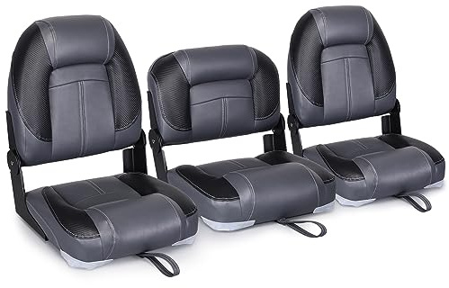 Leader Accessories 50 Bass Boat Seats Folding Fishing Boat Seat (Black/Charcoal)
