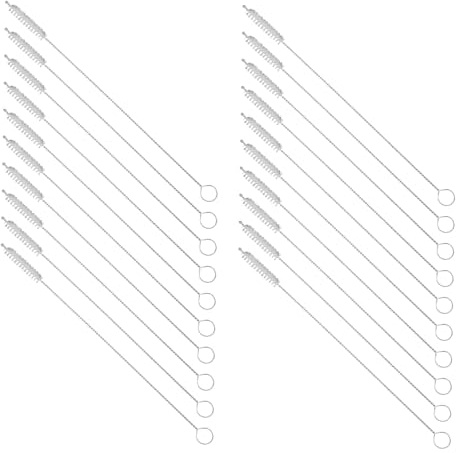 Beaupretty 20 Pièces brosse verre nettoyeur de tubes paille de biberon évier portable nettoyeur de biberon paille en acier inoxydable dédié détergent machine à nettoyer blanche