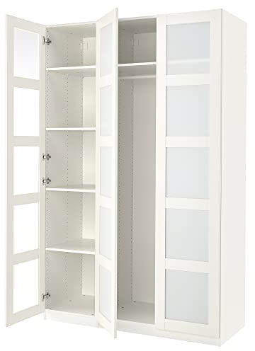 PAX/BERGSBO - Combinación de armario, 150 x 60 x 236 cm, blanco/vidrio esmerilado/blanco