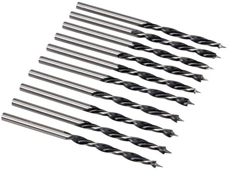 Foyscr 10 Piece 3mm Brad Point Wood Drill Bits, Professional Carbon Steel, Clean Efficient Drilling