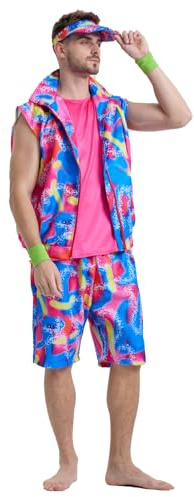 Leajap 80er Jahre Outfit Herren Mottoparty: Karneval kostüm für ken - Neon Outfit Sportbekleidung für Erwachsene