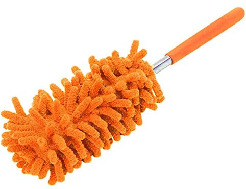 QTANZIQI Reinigungsbürste Staubwedel Verstellbare Staubbürste Ausziehbarer Staubreiniger Klimaanlage Auto Haushaltsmöbel Reinigungswerkzeug Scheuerbürsten zum Reinigen (Farbe: Orange)