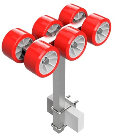 SUPROD 6 Fois Rouleaux Chariot de Mise à l'eau Aide à la Mise à l'eau remorque pour Bateau pneus TPU RKSRLX-6-TPU, Ø 120 mm, Rouge/Gris