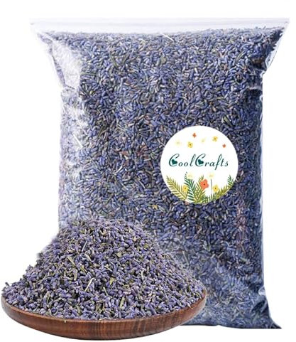 CoolCrafts Flores de Lavanda Secas, Capullos al por Mayor para Lanzamiento de Boda, Manualidades, Bolsitas - Fragante, 1/4 Libras