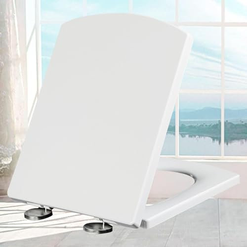 WC Sitz Toilettendeckel mit Absenkautomatik Quick-Release Premium Toilettensitz Badinstallationen Rutschfester Toilettensitz für Jede Toilette Geeignet,white-37 * 47cm