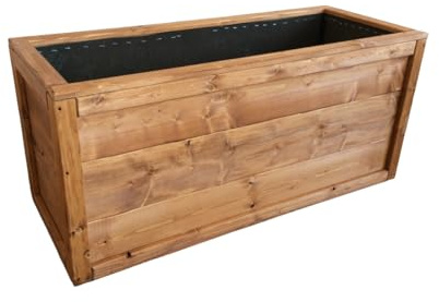 TOTAL WOOD 2012 Jardinera de Madera Elisa para Exterior, Macetero Grande Decorativo con Acabado Alerce, Varios Tamaños
