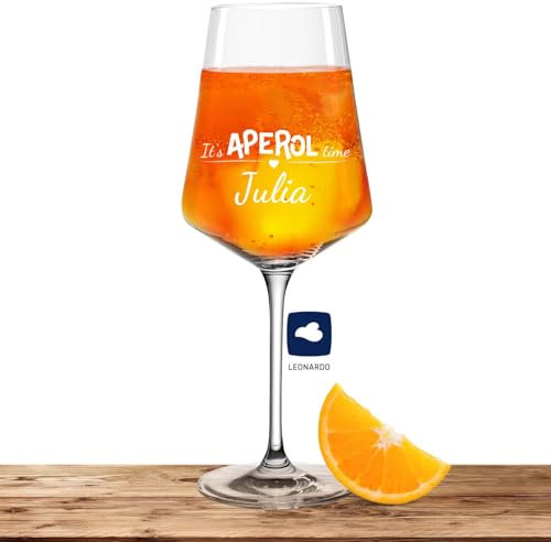 Leonardo Aperolglas PUCCINI 560ml It's Aperol time mit Namen oder Wunschtext graviert - personalisiertes Premium Aperolglas als Geschenkidee für Männer und Frauen