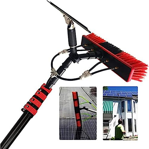 Water Fed Pole Window Cleaner with Squeegee 24FT Extension Pole for Indoor/Outdoor Glass Cleaning Outdoor Window Cleaning Solution with Scraper 35cm Brush Head