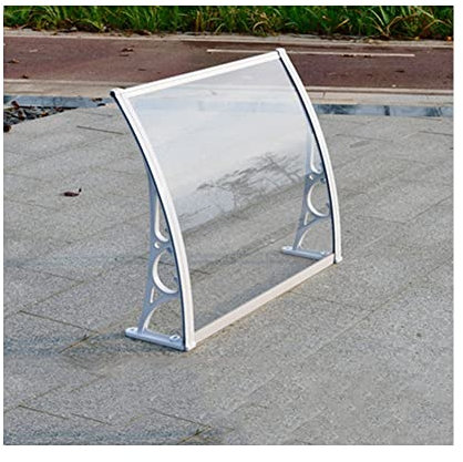 Tettoia per finestra del patio, tenda da sole ad arco per porta d'ingresso in policarbonato trasparente e insonorizzata, copertura per grondaia per ingresso esterno, protezione solare per pioggia e n