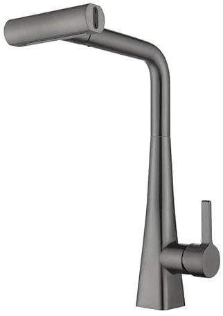 FQYEP Küchenarmatur mit Ausziehbarer Brause Wasserhahn für Untertischboiler Warm und Kaltwasser Spülenarmatur Küche 360° Drehung Einzelgriff Pistolengrau