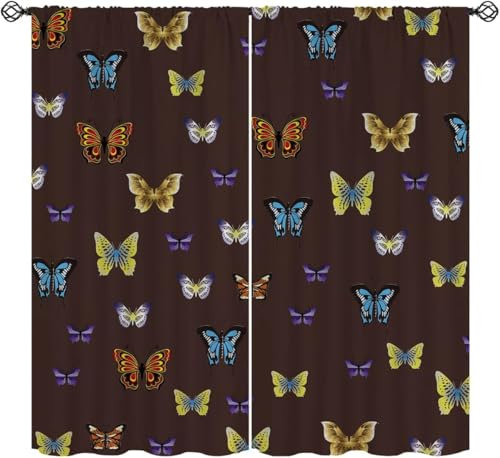 Vorhang, Kinderzimmer, 3D Blumentier Schmetterling 150X166 cm (B + H) Kindervorhänge Mit Ösen, Polyestervorhänge, Wärmeschutzvorhang, Blickdichter Vorhang Mit Ösen, Kindervorhänge Für Wohnz-437836814
