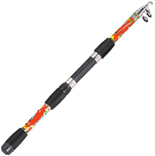 EKalgretrA Stipprute 1,8 m Angelrute, Glasmaterial, Teleskoprute, Ködergewicht 3–14 g, ultraleichter Köder, Angelrute Teleskopangel(Black)