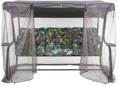 PATIO Hollywoodschaukel 3 Sitzer mit Liegefunktion Celebes Plus mit Auflagen Sonnendach Moskitonetz Seitentische