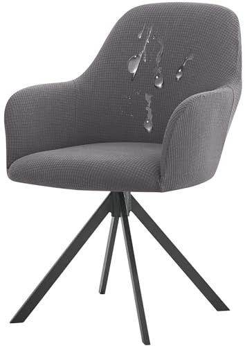 CLGTY Stretch Stuhlhussen mit Armlehnen für Esszimmer-dunkelgrau-1 Stück | Wasserabweisend Modern Hussen mit Elastischem Boden, Waschbar Sesselbezug für Buffetparty Dekorative