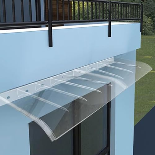 Pensilina Tettoia in Policarbonato Trasparente Tettoia per Esterno in PVC,per Garage Finestra Patio Tettoie Pensiline Esterne Trasparenti,Transparent-50x280cm