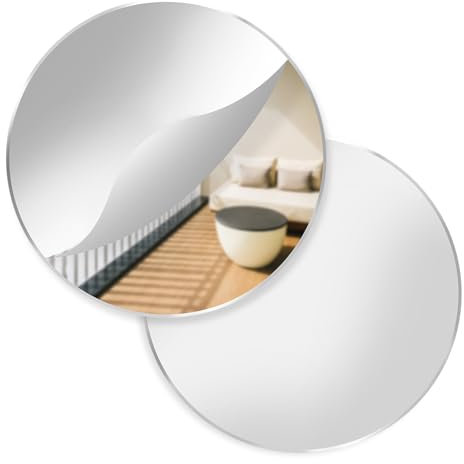 2 Stück Selbstklebender Glasspiegel Spiegel Rund Acrylic Dekospiegel 25 cm Rahmenloser Glas Spiegel Klebespiegel Großer für Zuhause, Schlafzimmer, Heimdekoration, Tafelaufsätze