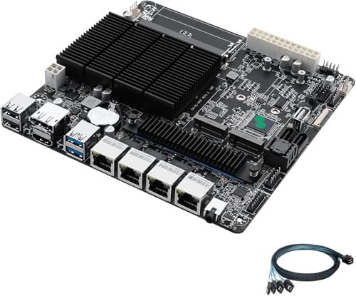 HKUXZR Scheda madre NAS Mini-ITX a 6 alloggiamenti, 4 porte i226-v 2,5GbE, Celeron J4125 Quad core 4 thread, fino a 2,7 GHz, 2 DDR4, 2 M.2 NVMex1 2280, 2 SATA3.0, SFF-8643(4 SATA3.0 6Gb/s), Doppio