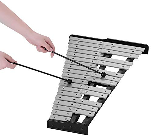 LUCKDANO Xylophon, Melodica -Instrument Glockenspiel mit Mällen Percussion Musical Instrument mit Tragetasche 32 Hinweis Xylophon Bildungsglockenspiel Holzbasis Festes Aluminium
