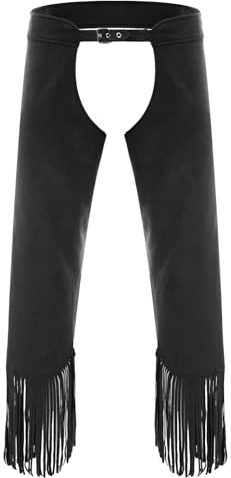 Yhong Chaps de Cowboy Occidental pour Hommes Adulte Entrejambe Ouvert Frange sans Cul Moto Chaps Pantalon Costume