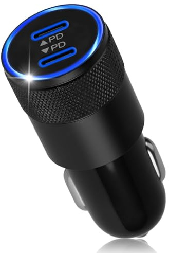 Car Charger Adapter PD30W Dual Port Cigarette Lighter USB C Charger 60W | QC 3.0 Fast Charging Car Phone Charger 12V USB Socket for iPhone 17/16/15/14/13 Pro Max Samsung Galaxy S25 Google Ultra iPad