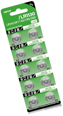 Lot de 10 piles bouton LR1130 1,5 V alcalines stables pour gadgets et accessoires de rechange AG10/LR54/189/389