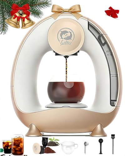 i Cafilas Electric coffee machine Mini coffee brewer for ground coffee,Americano 2-in-1 Mini One Cup coffee brewer/tea maker 1400W 2-Minute Fast Heating, 120-240ml single cup capacity (champagne)