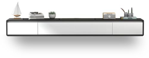 Scaffale sospeso per TV con 2 cassetti, console multimediale per intrattenimento e intrattenimento, mobiletto da parete per soggiorno e camera da letto, design elegante da 140 cm, per spazi moderni