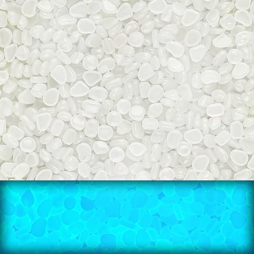 Oun Nana 1800pcs Glow in the Dark Rocks for Outdoor Garden & Aquarium – White Luminous Stones for Landscaping, Pathway, Patio, Driveway, Walkway, Fish Tank, Plant Pots