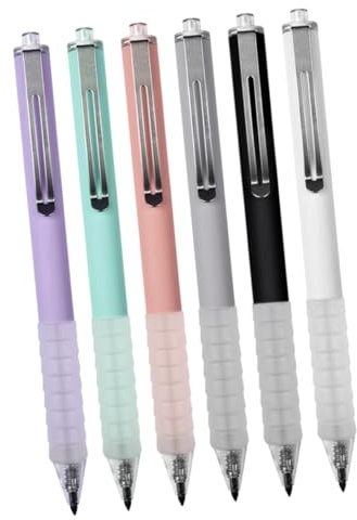 Healifty 6 pezzi Matite Meccaniche Portatili Hb Matite Pressione per Impugnatura Antiscivolo Colori Misti Nero Bianco Rosa Verde Grigio Scrittura Scorrevole e Resistente