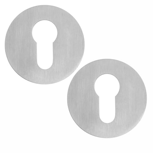 SOTOOLS Set di 2 rosette rotonde per serratura a cilindro, in vero acciaio inox spazzolato, diametro 55 mm, con cuscinetto adesivo 3M VHB