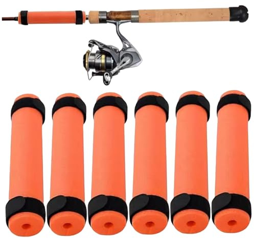 Trrymbbe Angelruten-Schwimmer, 6 Stück, wasserdichtes, stoßfestes EPE-Angelschwimmerrohr für Boote und Kajaks, orangefarbenes Schwimmrohr