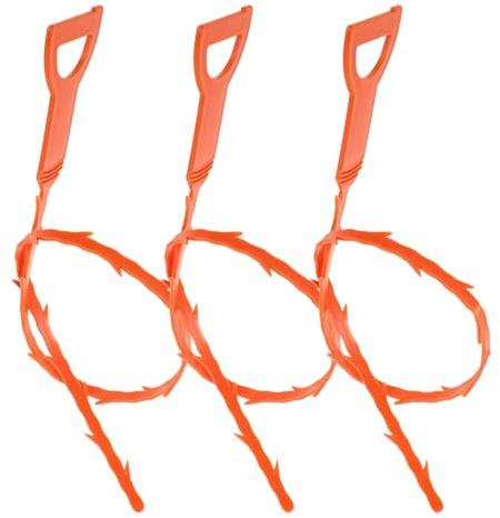 HAKIDZEL Lot de 3 Déboucheurs de Canalisation Flexibles en ABS Orange Serpent de Débouchage pour Évier et Lavabo Outil Multi-Débouchage pour Cheveux et Résidus Nettoyage la Cuisine et