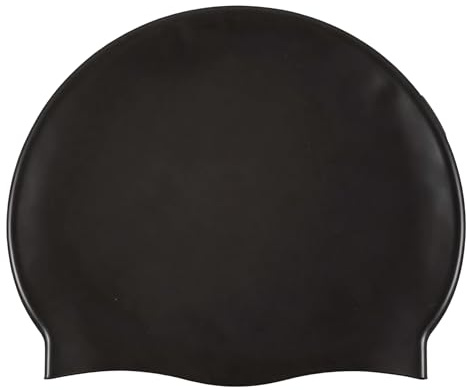 Silicone Swimming Cap, Black Swim Cap for Men Women and Kids, Elastic Comfortable Swimming Hat for Short and Long Hair Training Use