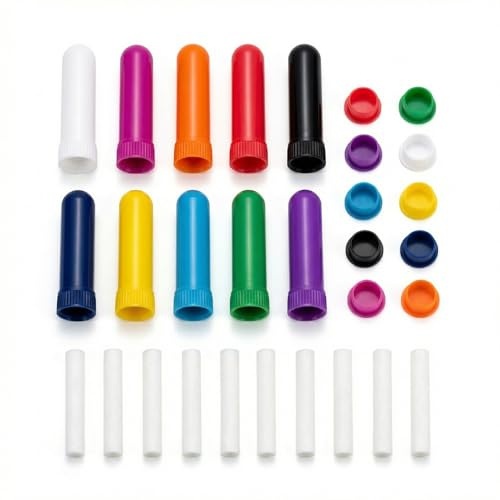 10 Pièces Stick Inhalateur pour Huiles Essentielles Nez,Tubes Inhalateurs Réutilisable Plastiques Vides Aromathérapie avec 10 Mèches Bonne Hygroscopique (Blanc)
