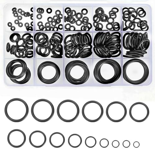 O Rings Rubber Washers Assorted Seal Kit Sink Plug Seal Tap Washer O Ring Set 15 Size from Ø1.9mm to Ø3.1mm for Bath Plug Rubber, Pop-Up Basin Drain Valves Filters 200 PCS