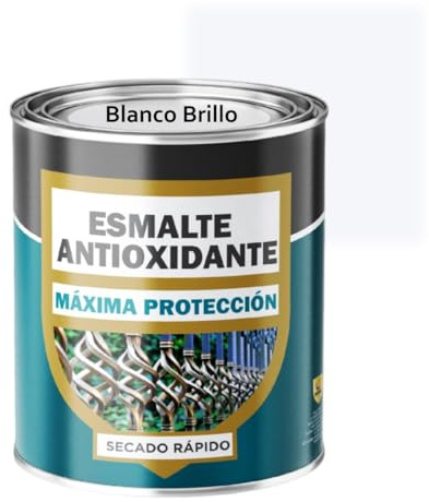 SPSIL Esmalte Antioxidante Blanco Brillo 375ml Directo sobre Óxido Pintura Antióxido Metal Hierro Uso Exterior e Interior