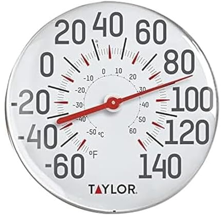 Taylor Precision Products Big Read Dial Thermometer (12-Inch) | Large Easy-Read Numbers, Weather Resistant Metal Construction, Wide Temperature Range -60 to 140 Degrees F